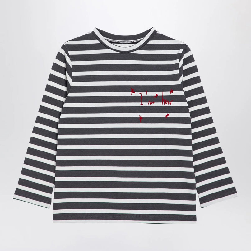 Douuod Grey/white striped cotton jersey
